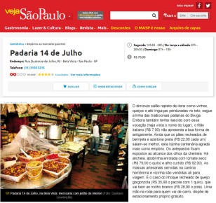 Veja São Paulo - Padaria 14 de Julho